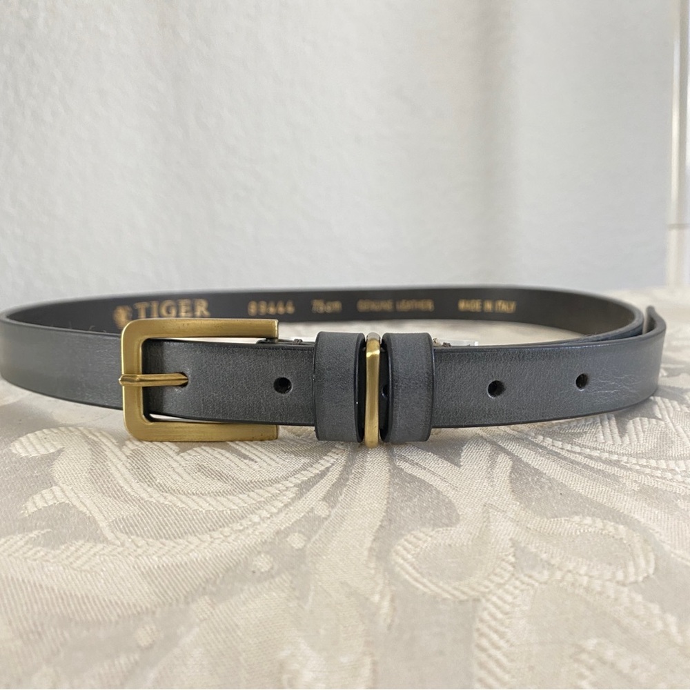 tiger of sweden gray leather belt buckle